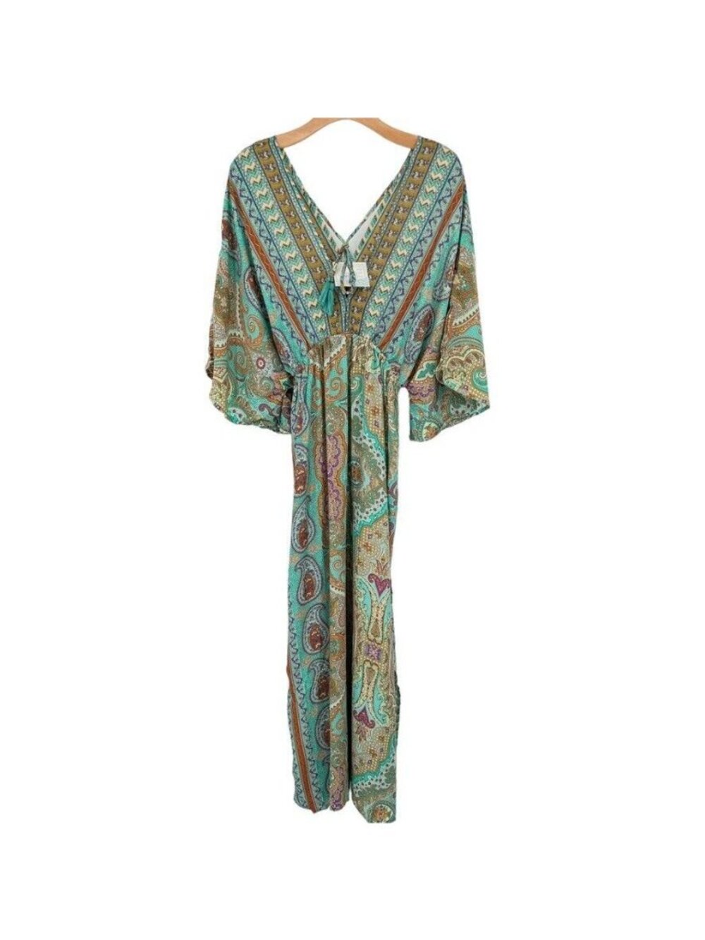 Cienna Venus Green Silk Blend Maxi Dress Women's Size XL  /  large new $98 - Picture 5 of 12